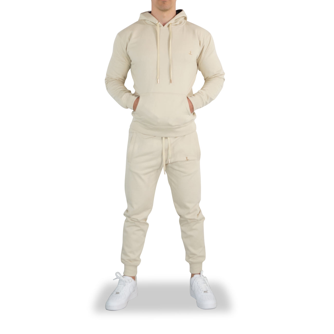 Fleece Tracksuit Beige & Gold Metal Emblem