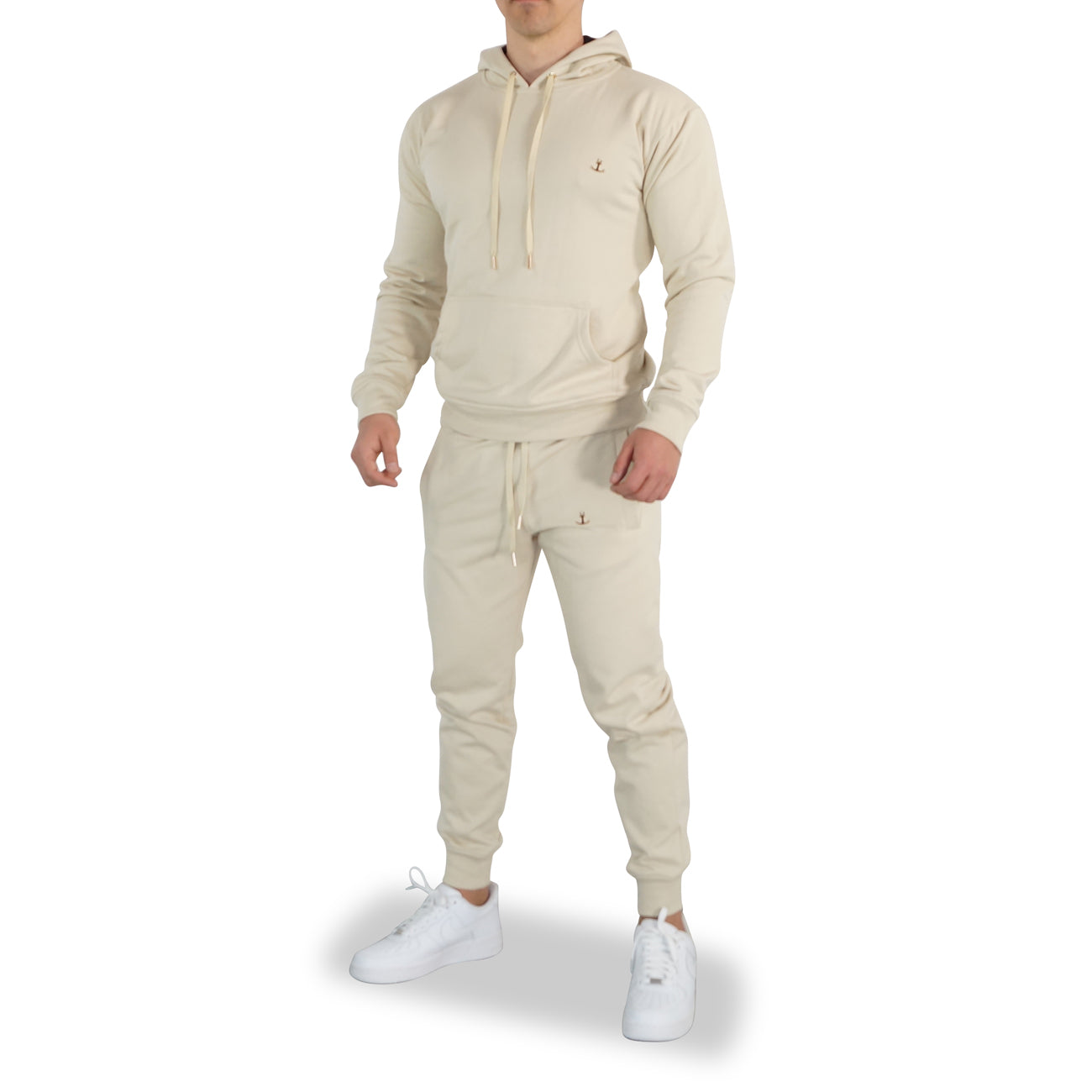 Fleece Tracksuit Beige & Gold Metal Emblem