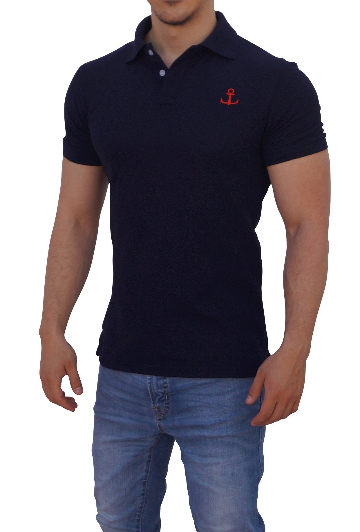 Black Polo Shirt Red Logo Black Short Sleeve