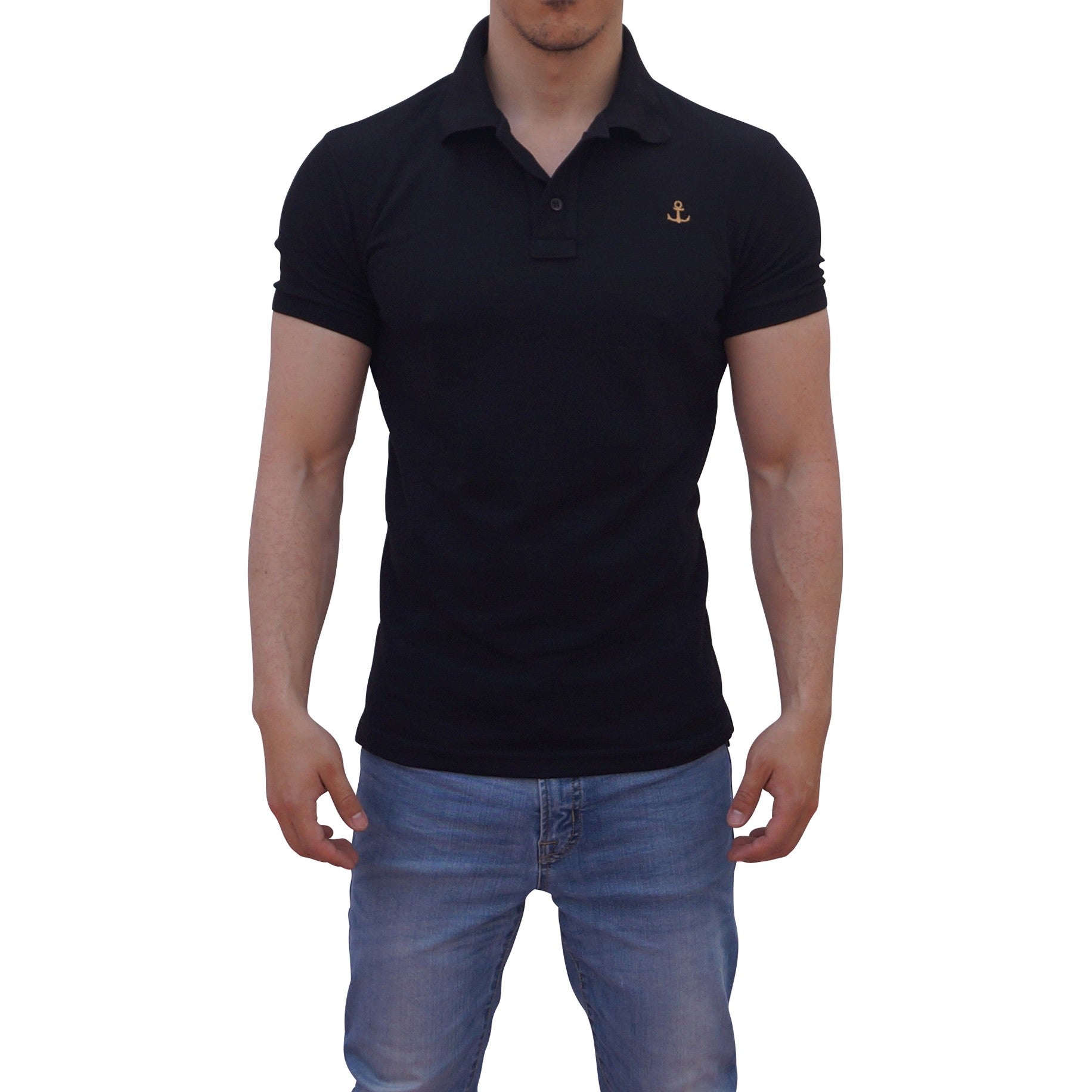 Black Polo Black Sleeves Golden Logo