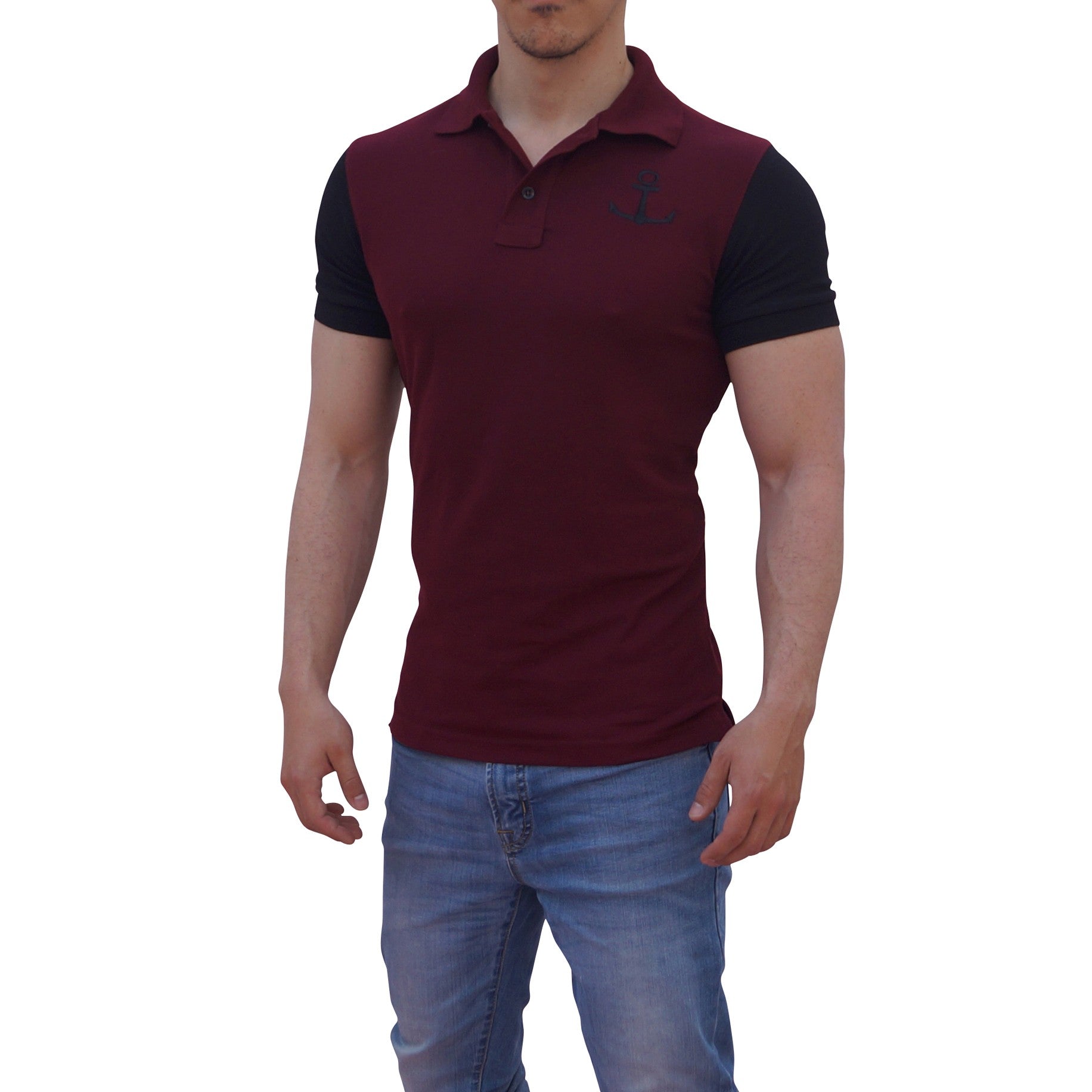 Wine Polo Black Sleeves Black Logo