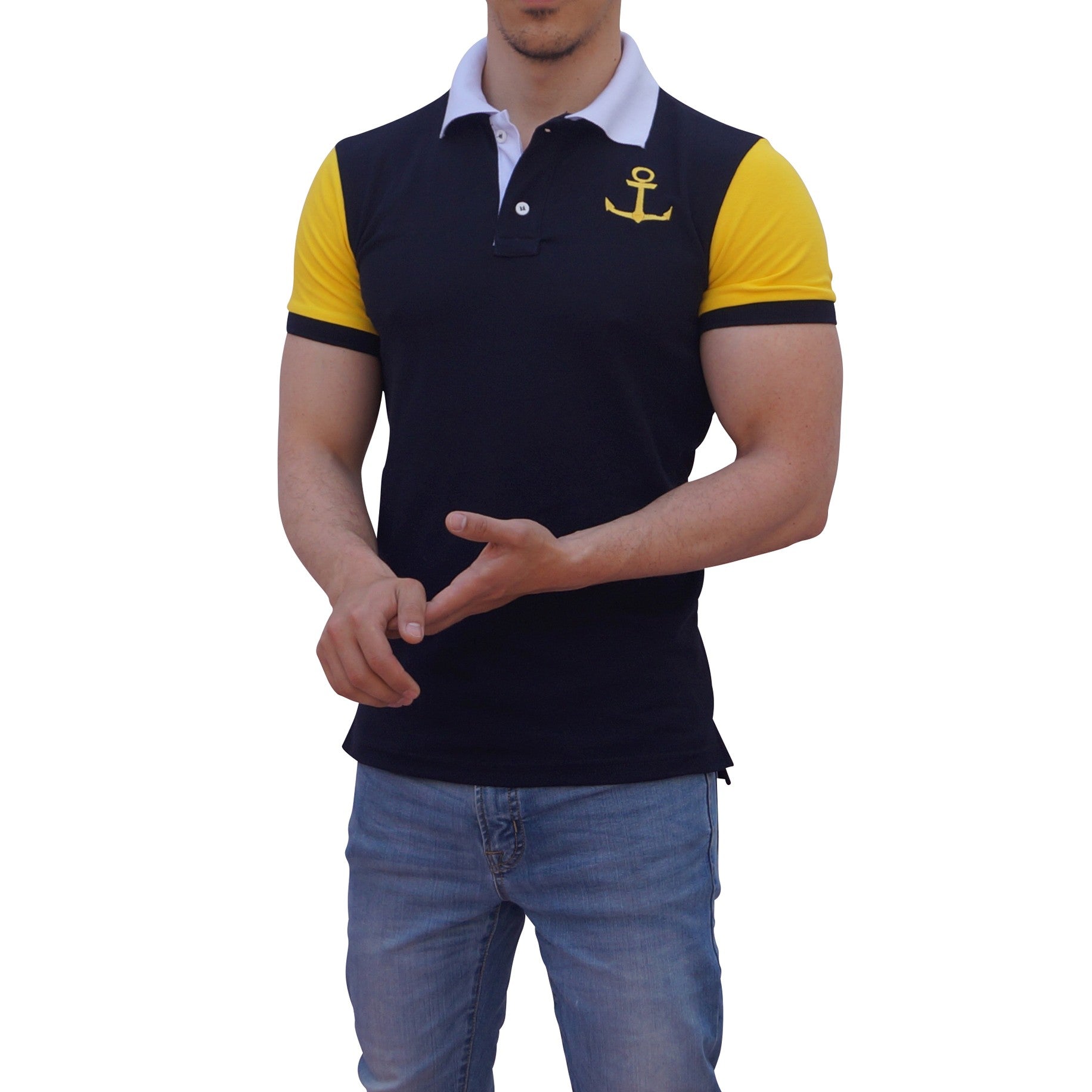 Polo Marino Mangas Amarillo Logo Amarillo