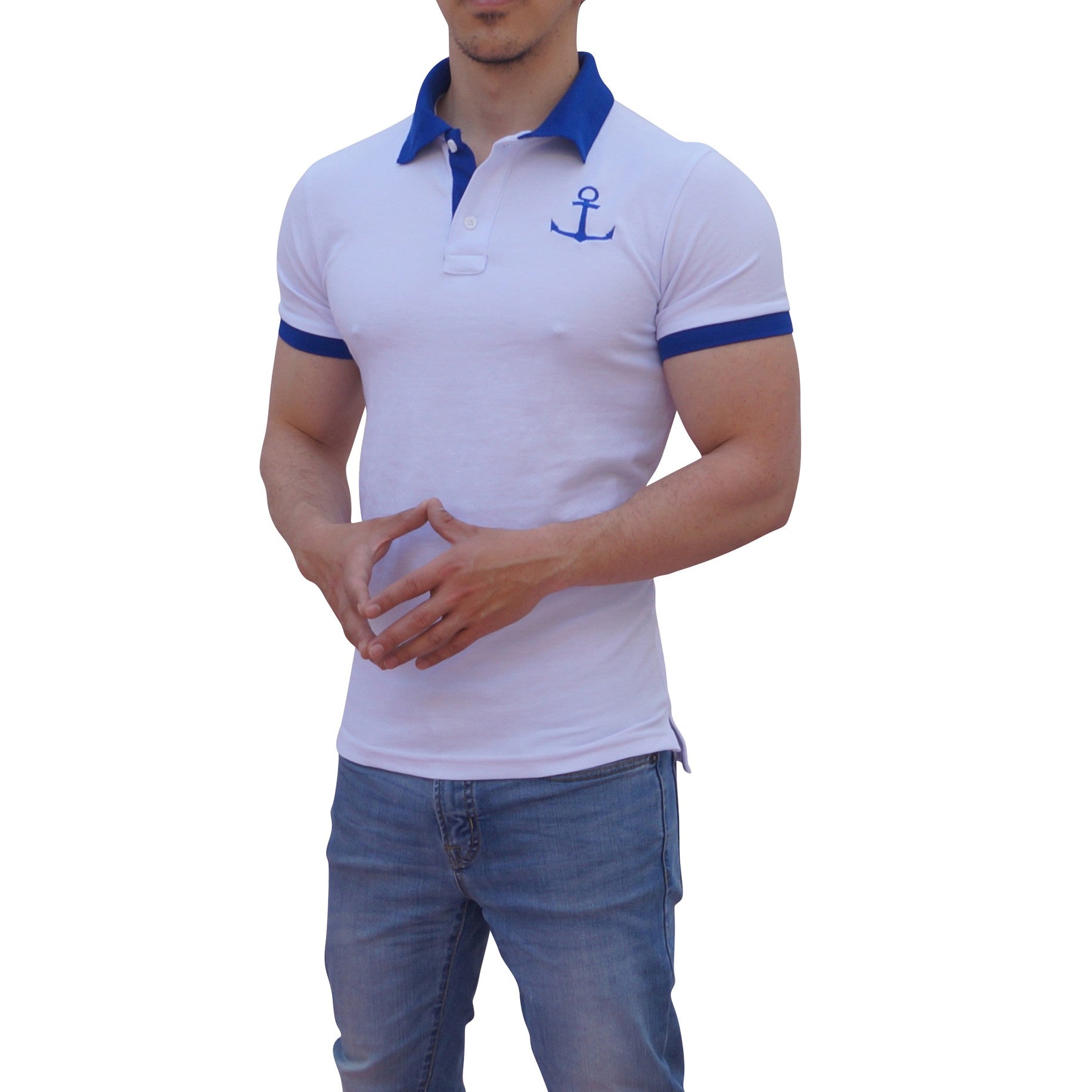 Polo Blanco Mangas Blanco Logo Rey