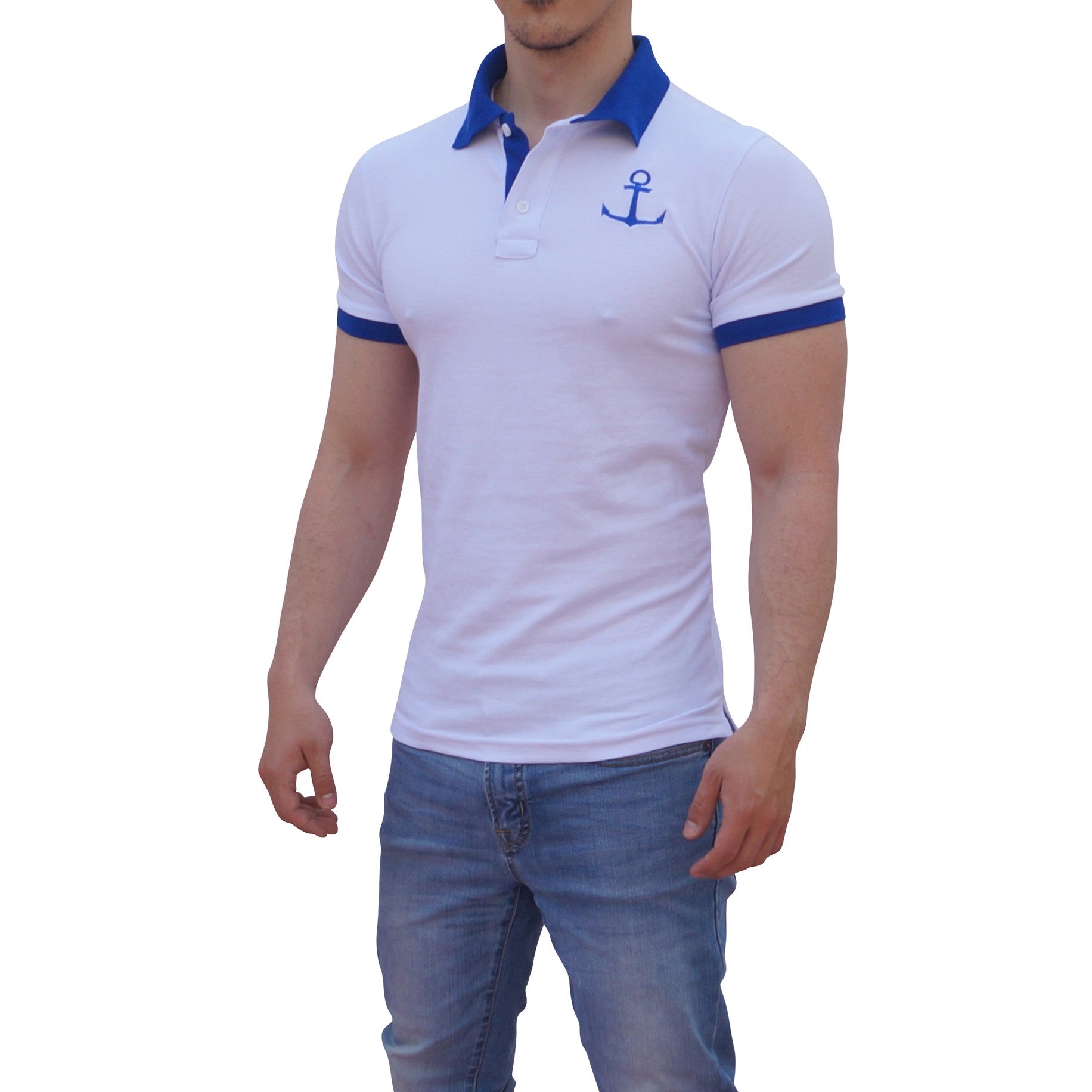 Polo Blanco Mangas Blanco Logo Rey