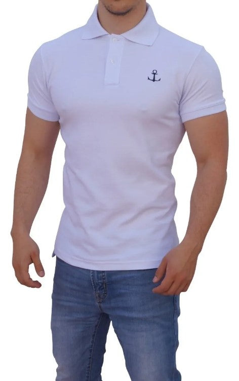 Polo Blanca Mangas Blanca Logo Negro