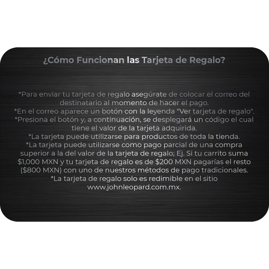 TARJETA DE REGALO JOHN LEOPARD