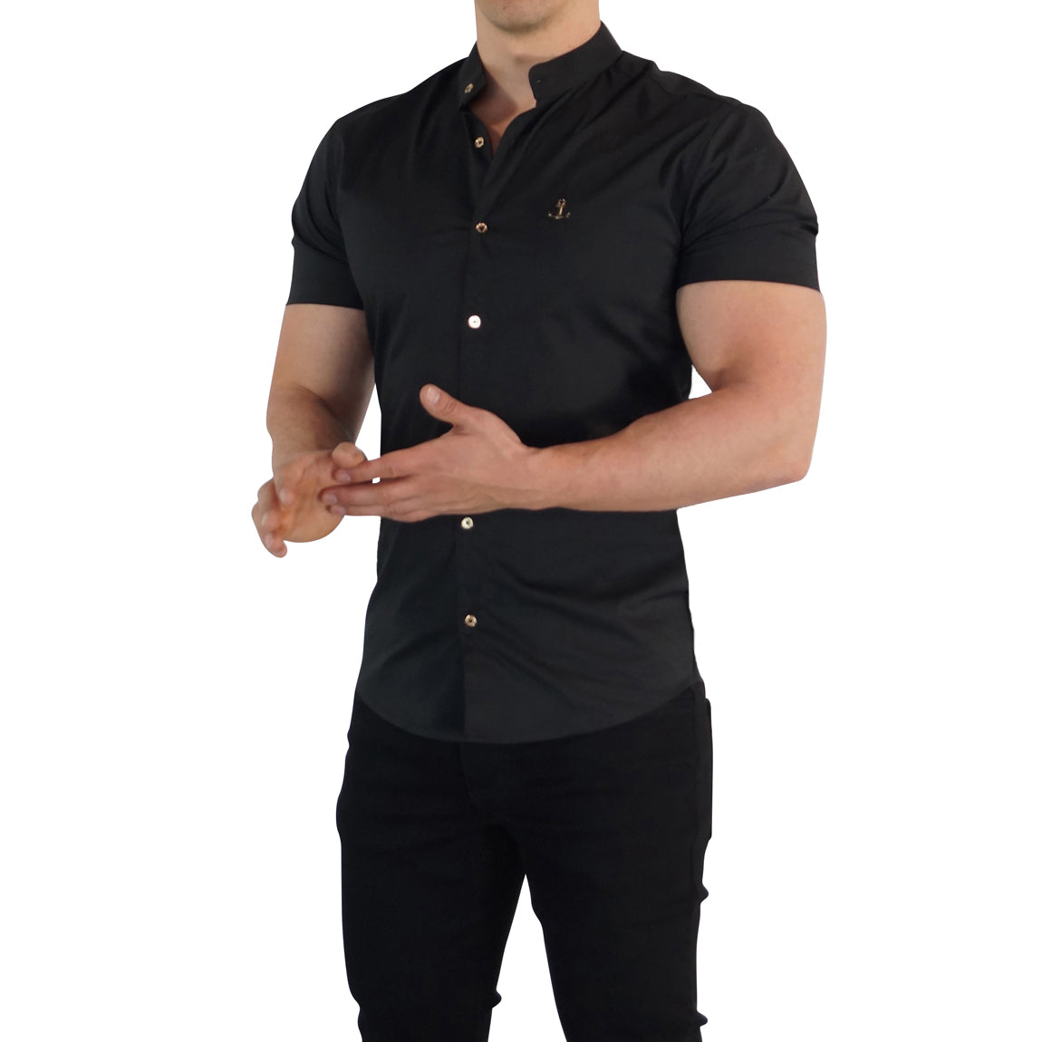 Camisa John Leopard Mao Black & Gold Metal Emblem Slim Fit