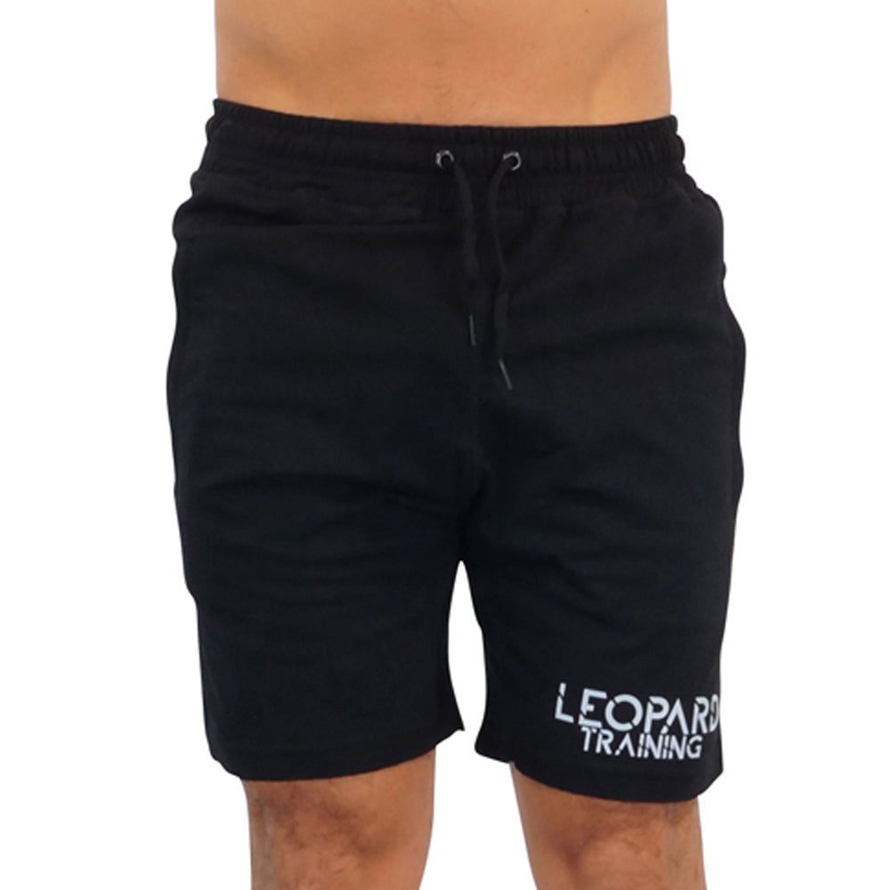 Gym Short Black Logo White Stripes