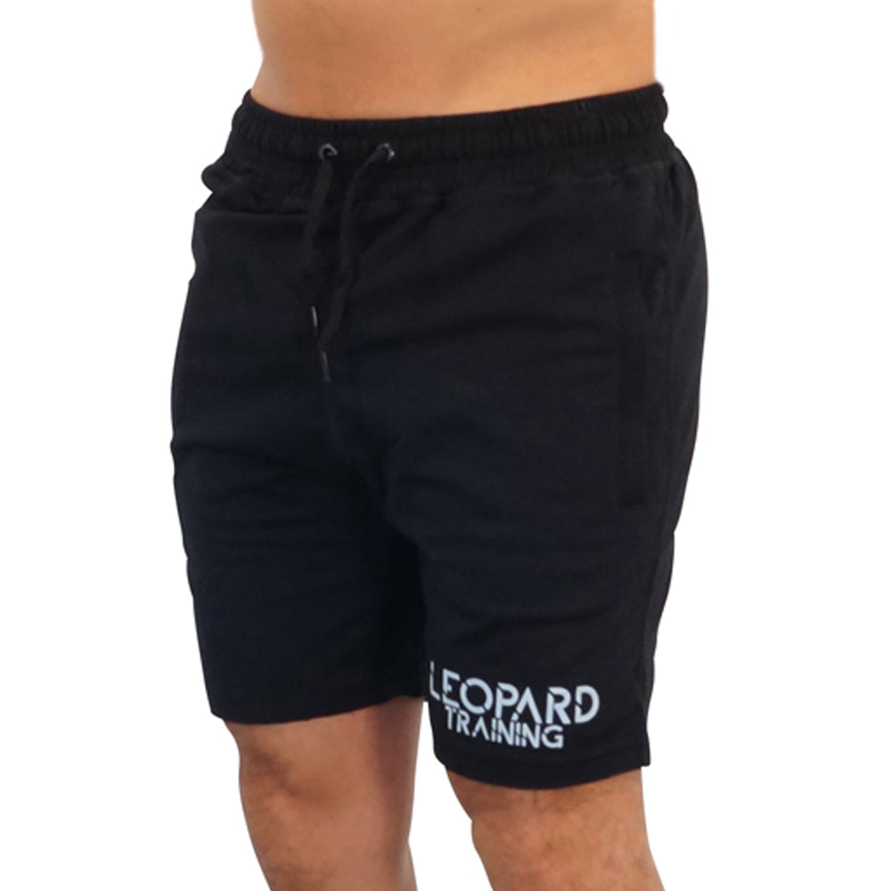 Gym Short Black Logo White Stripes