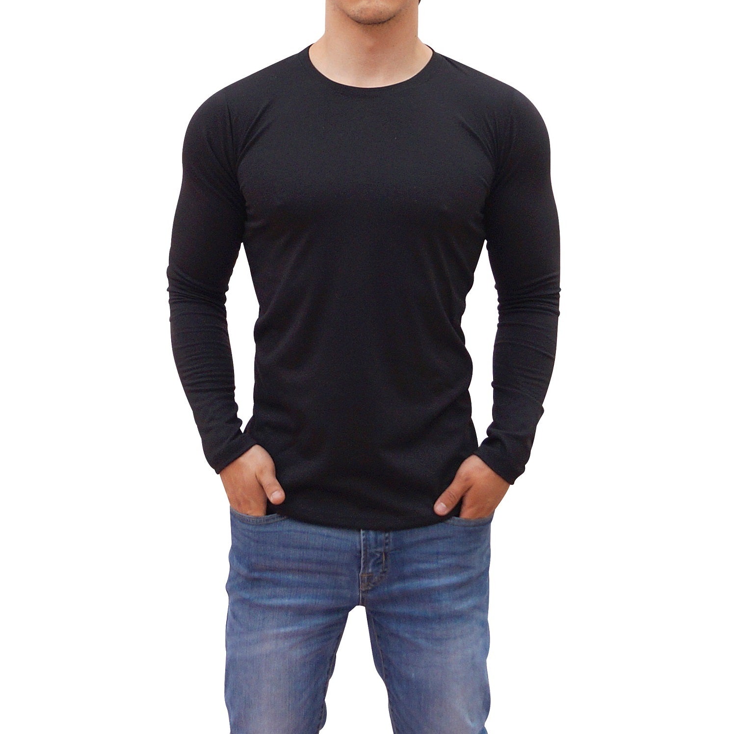 Playera Manga Larga Cuello Redondo Negro