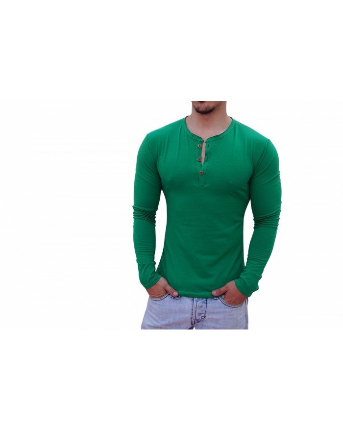 Forest Green Long Sleeve Henley Shirt