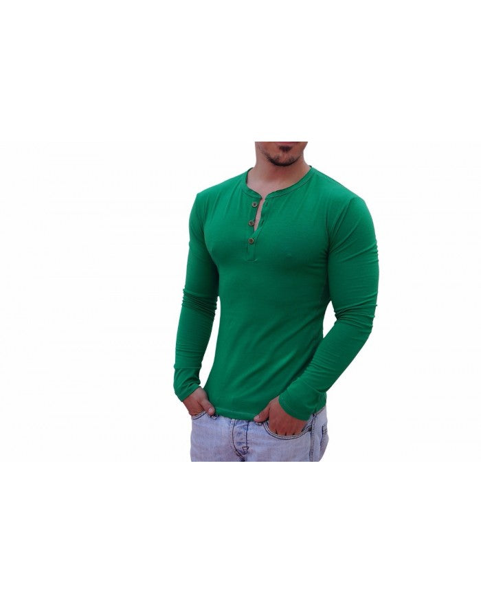 Forest Green Long Sleeve Henley Shirt