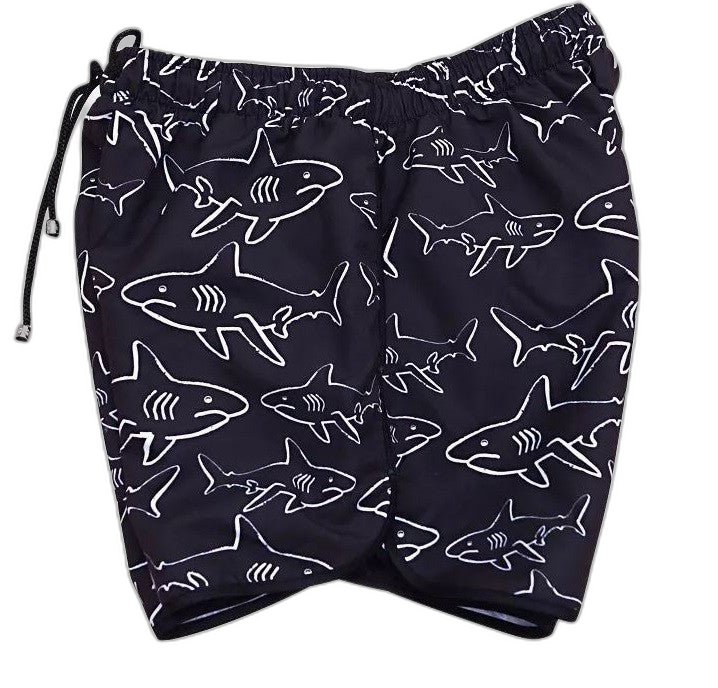 Traje De Baño Negro Estampado Tiburones