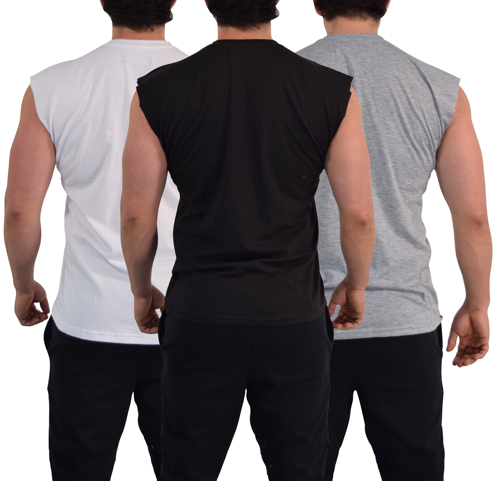 Bodybuilder Tank 3 Pack Black - Light Gray - White