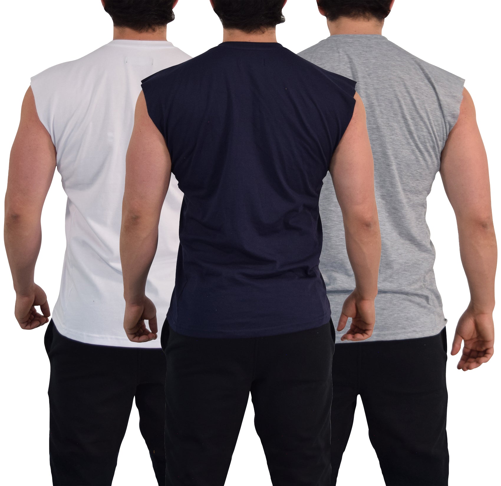Bodybuilder Tank 3 Pack Light Gray - White - Navy