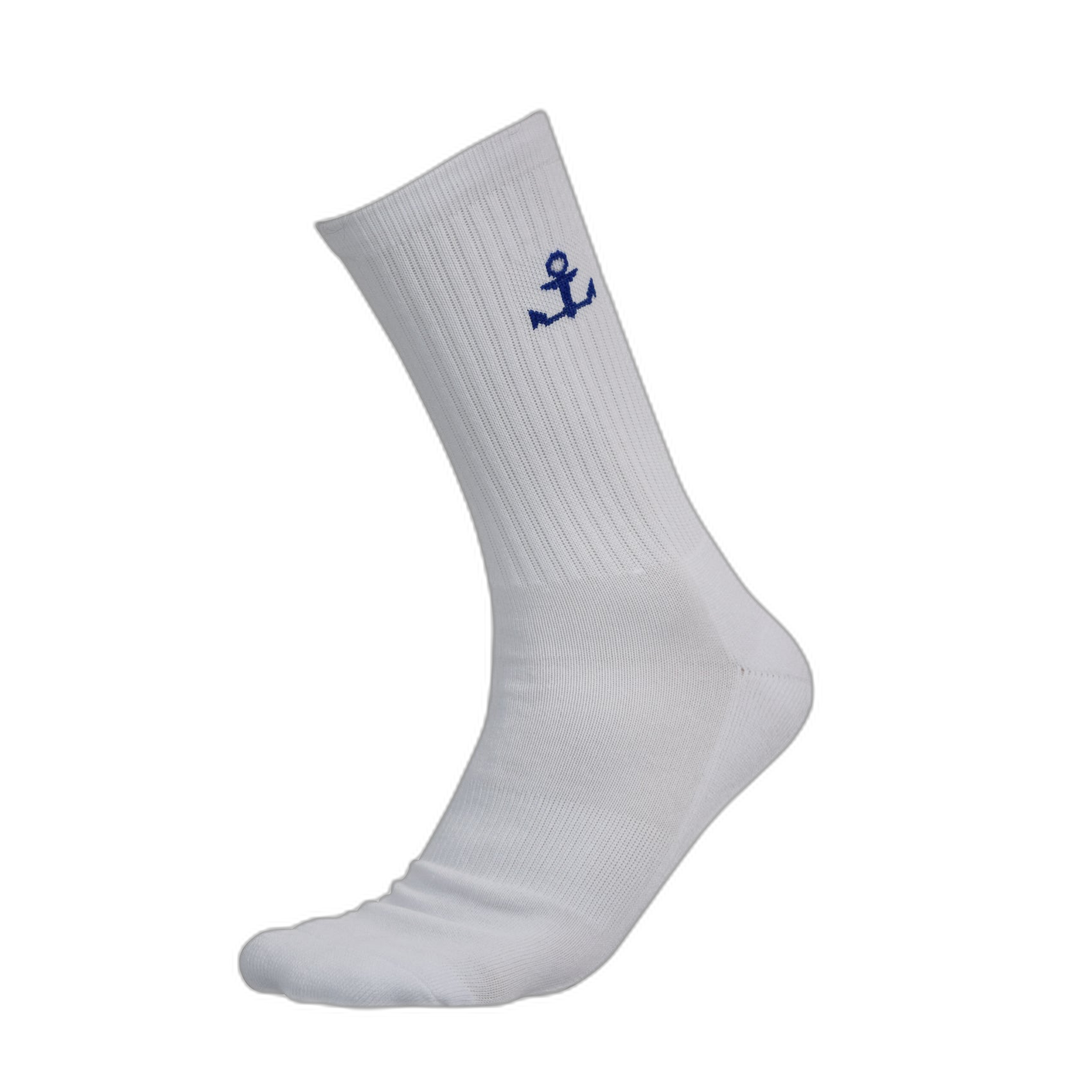 Calceta Blanca Logo Chico Azul Rey