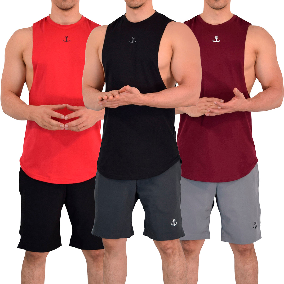 Legacy Sleeveless 3 Pack Red Black Red - Black Gray Gray - Burgundy White Burgundy