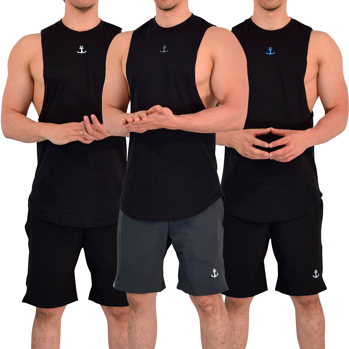 Legacy Sleeveless 3 Pack Black White Litmus - Black Gray Gray - Black Blue Blue