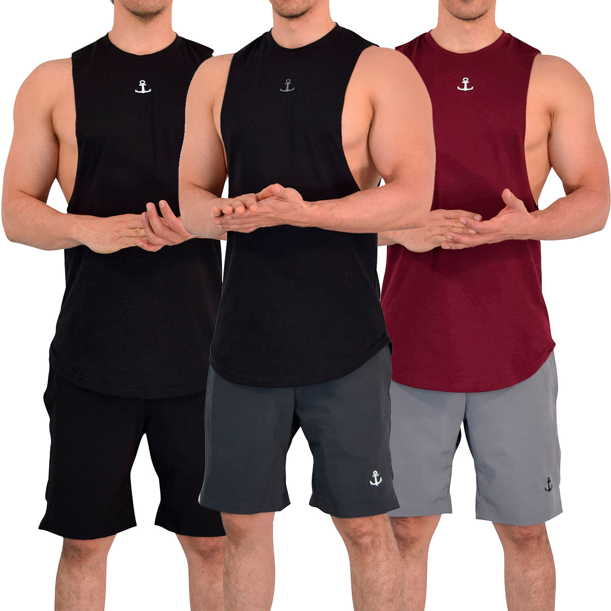 Legacy Sleeveless 3 Pack Black White Litmus - Black Gray Gray - Burgundy White Burgundy