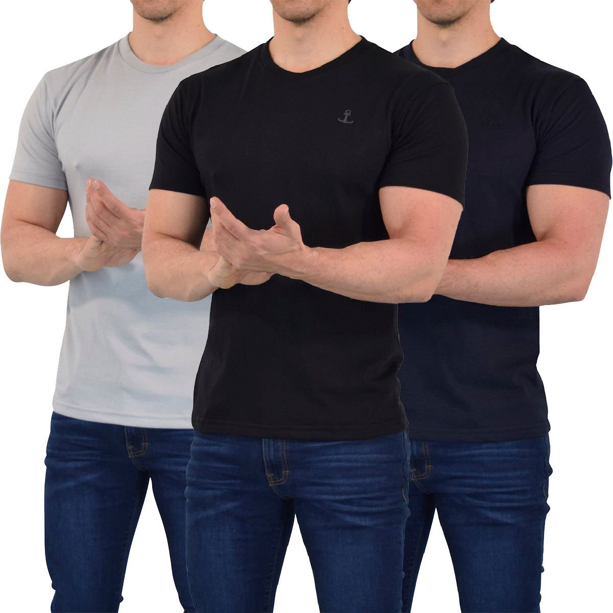 Everyday Regular Fit Shirt 3 Pack Marino - Gris - Negro