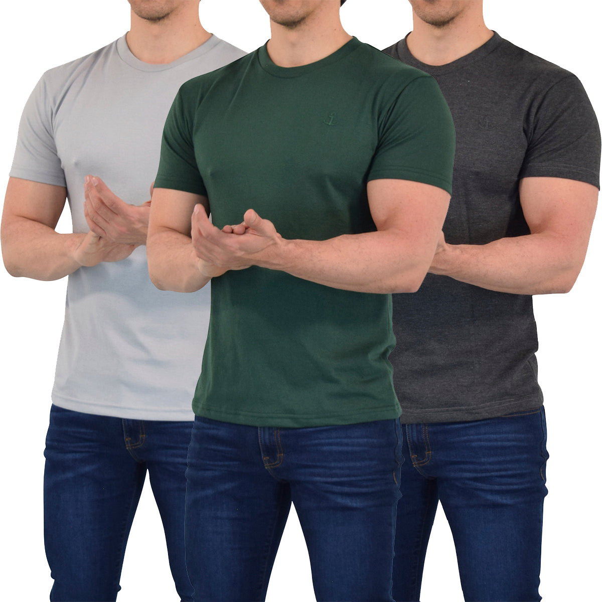 Everyday Regular Fit Shirt 3 Pack Gris Claro - Verde - Oxford