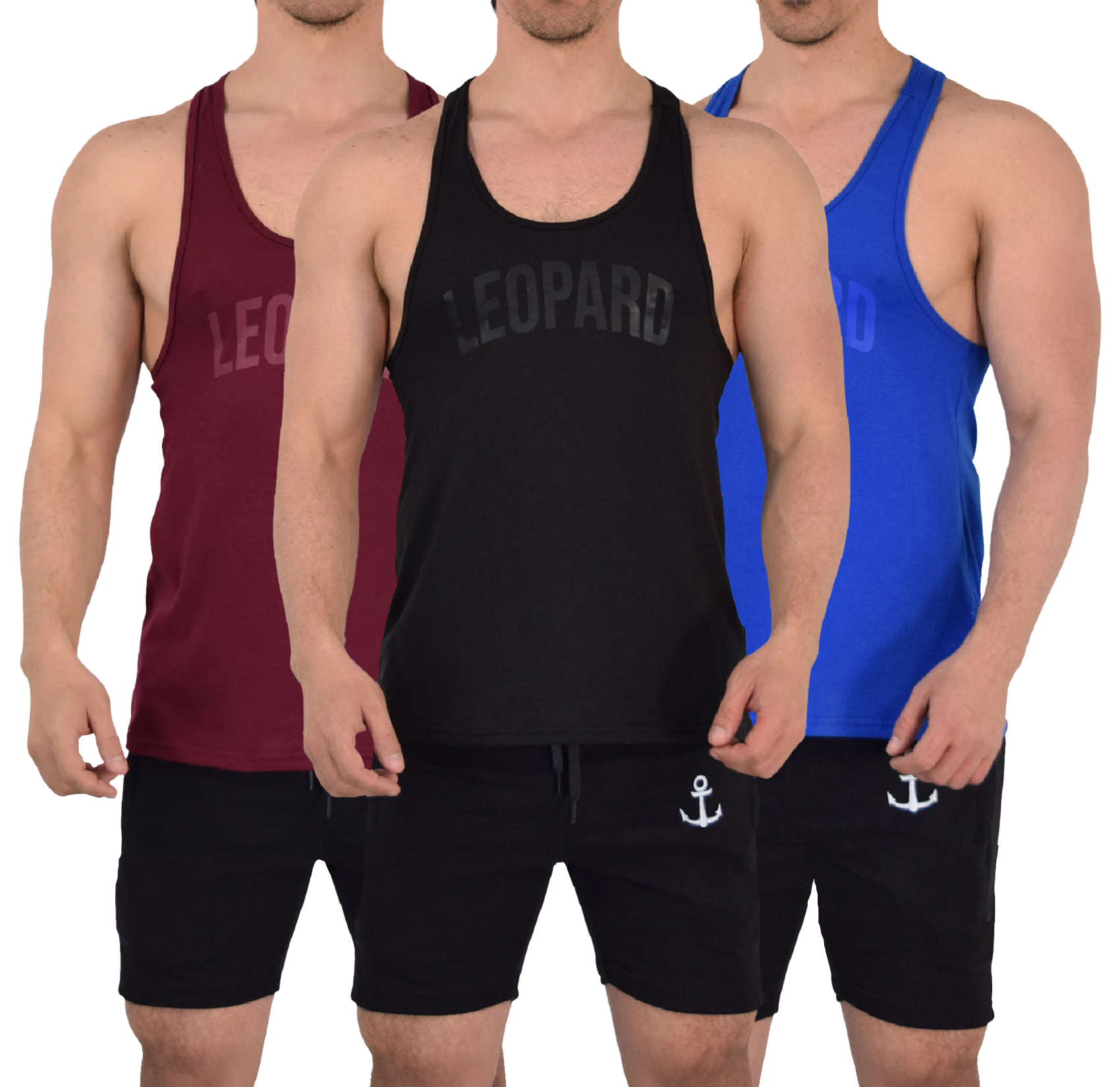 Gym Stringer Tank 3 Pack Varsity Full  Negro - Vino - Rey