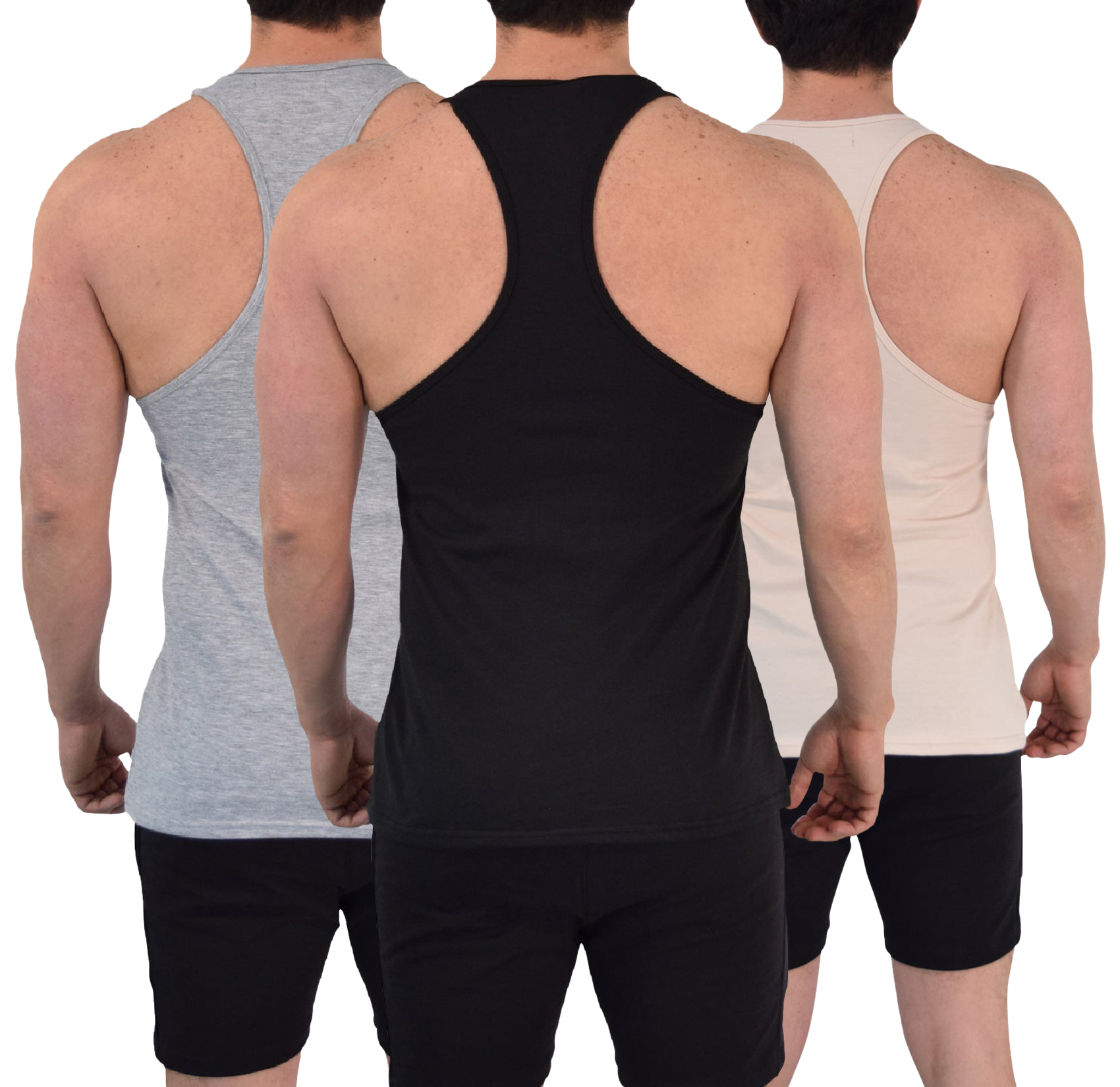 Gym Stringer Tank 3 Pack Varsity Full  Gris Jaspe - Negro - Beige