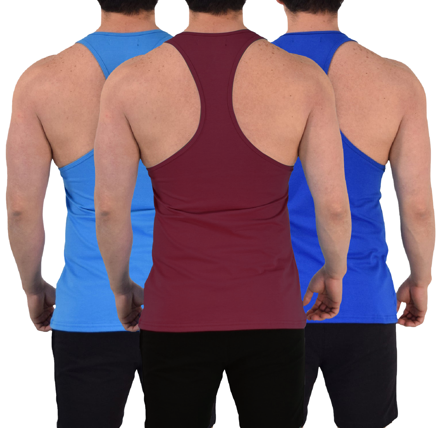 Gym Stringer Tank 3 Pack Varsity Full  Vino - Rey - Azul Claro