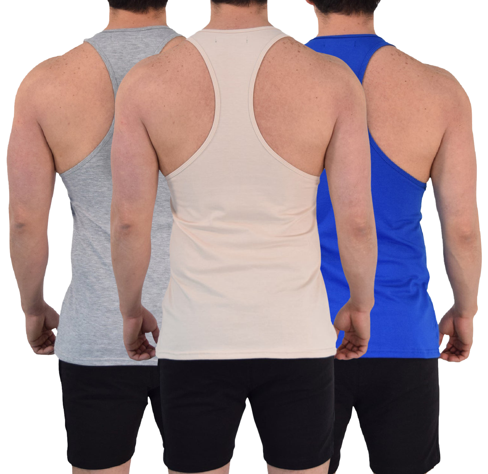 Gym Stringer Tank 3 Pack Varsity Full  Rey - Beige - Gris Jaspe