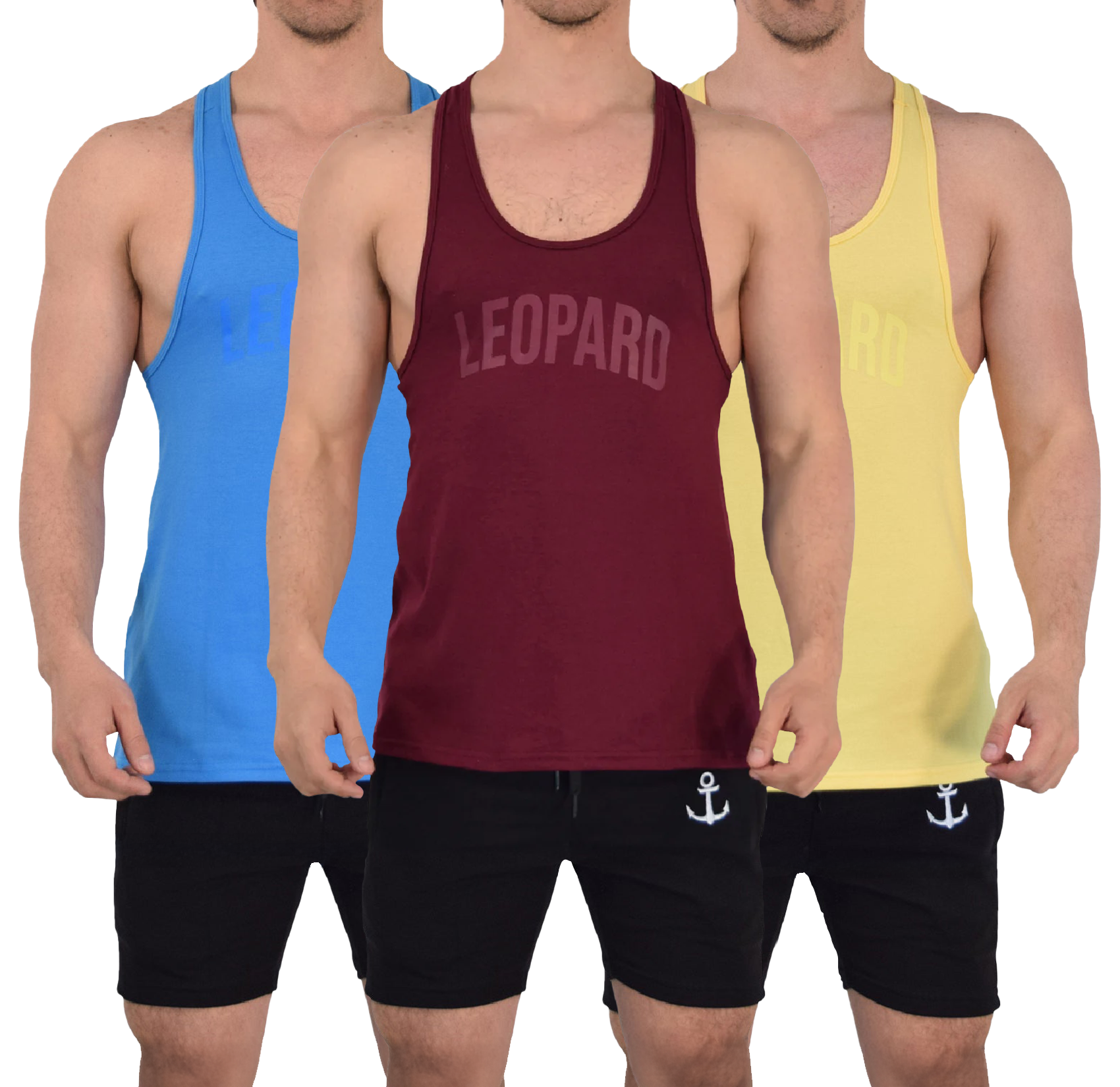 Gym Stringer Tank 3 Pack Varsity Full  Azul Claro - Amarillo - Vino