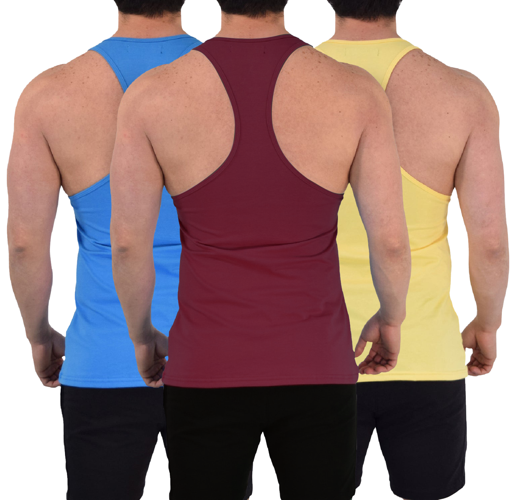 Gym Stringer Tank 3 Pack Varsity Full  Azul Claro - Amarillo - Vino