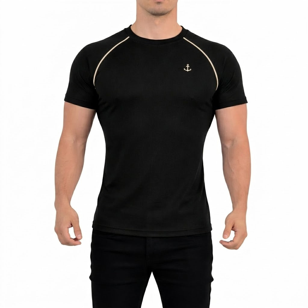 Playera Heritage Ranglan Slim Fit Black Beige
