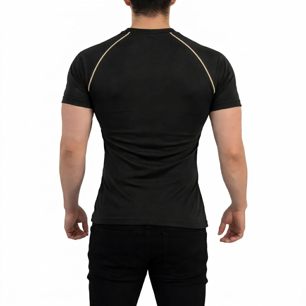 Playera Heritage Ranglan Slim Fit Black Beige