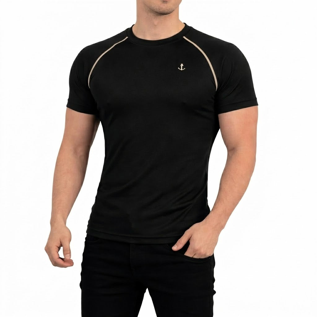 Playera Heritage Ranglan Slim Fit Black Beige