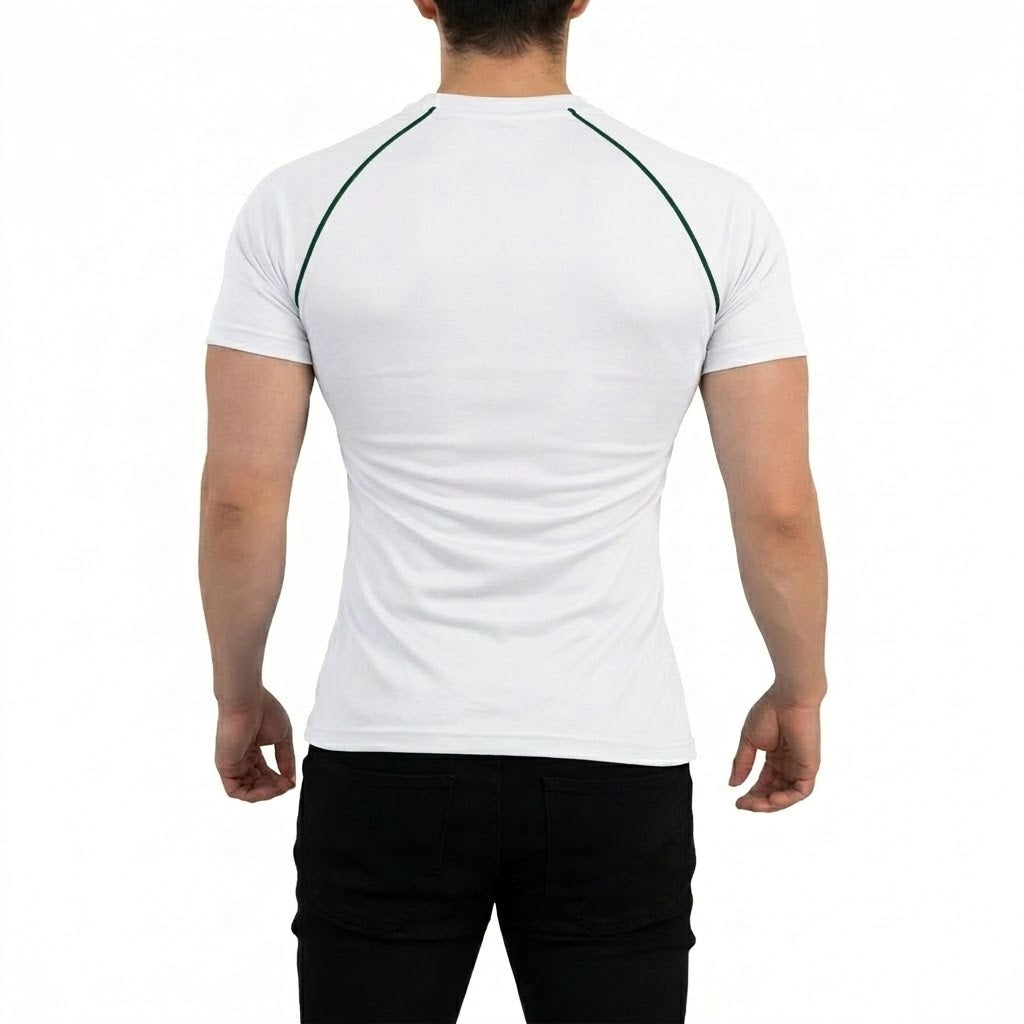 Playera Heritage Ranglan Slim Fit White Dark Green