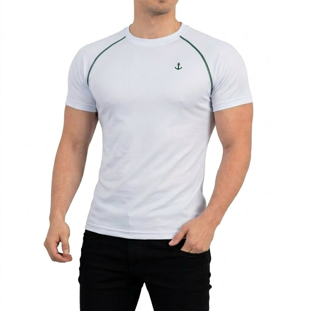 Playera Heritage Ranglan Slim Fit White Dark Green