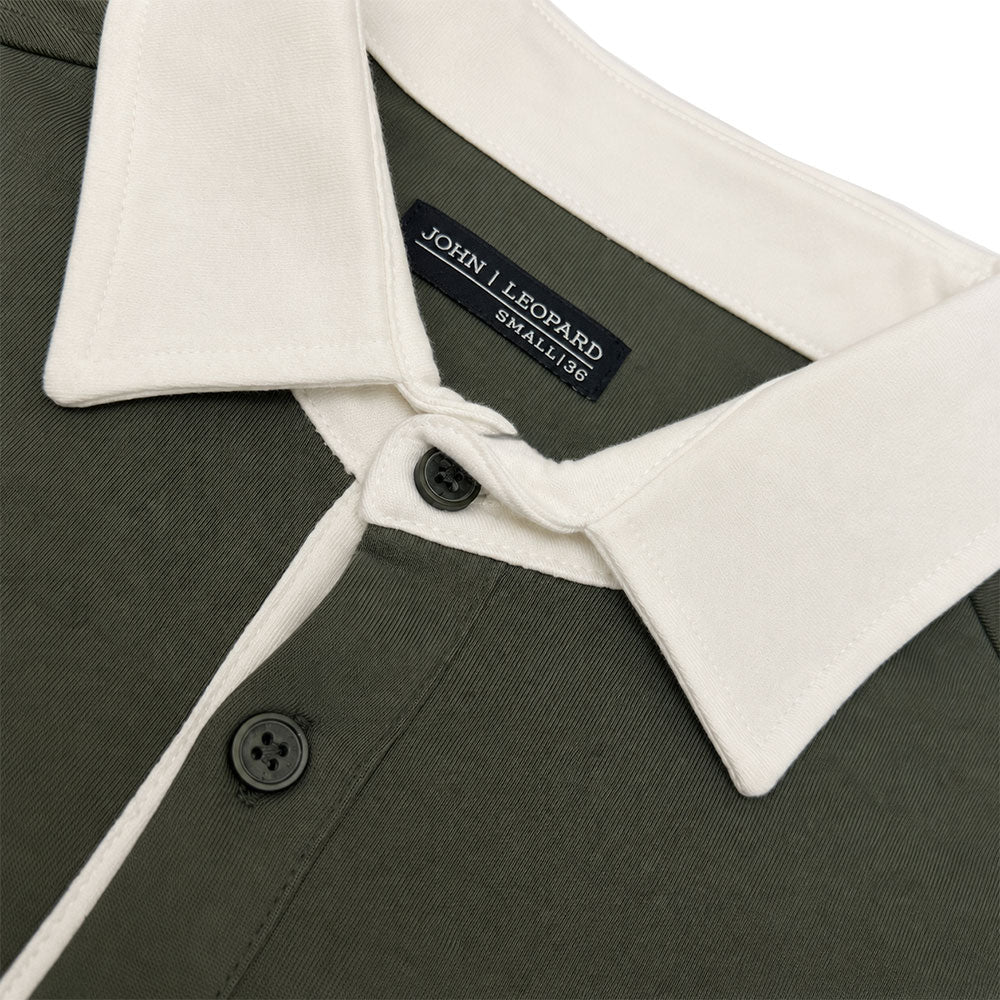 Sateen Luxe Polo Shirt Long Sleeve Light Gray