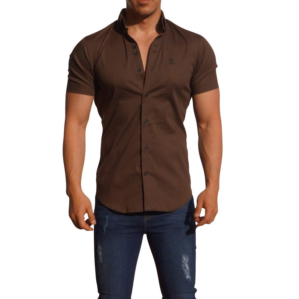 Camisa Café Manga Corta Café