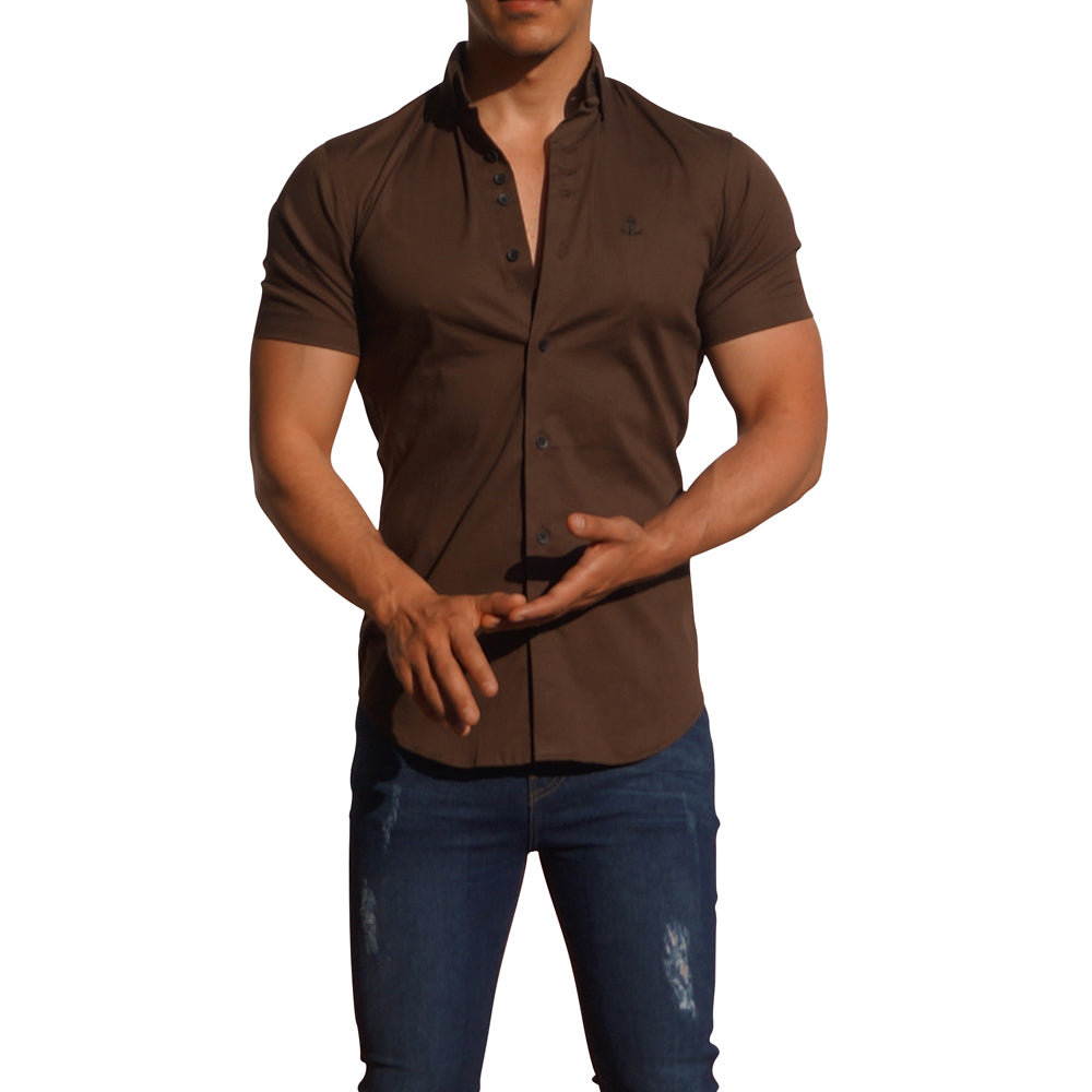 Camisa Café Manga Corta Café