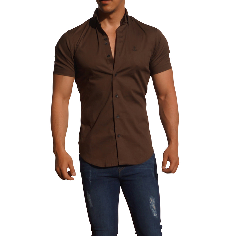 Camisa Café Manga Corta Café