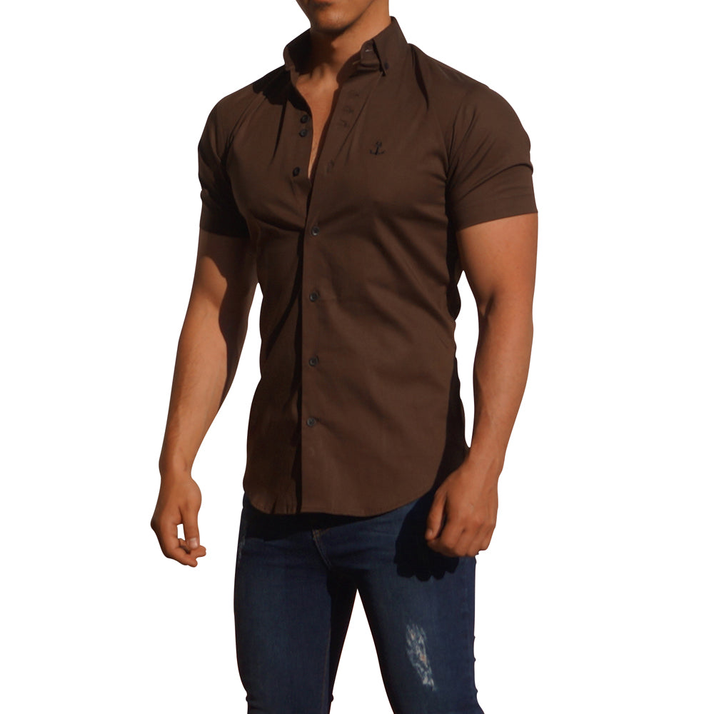 Camisa Café Manga Corta Café