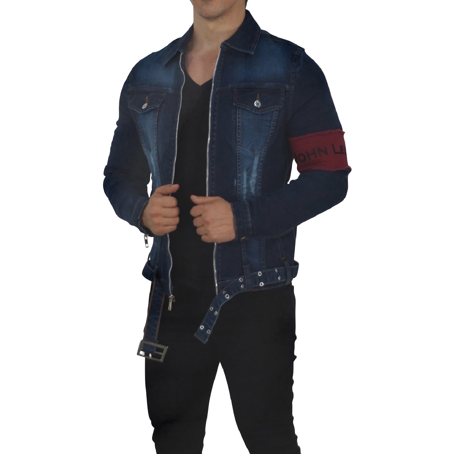 Navy Distressed Denim Jacket