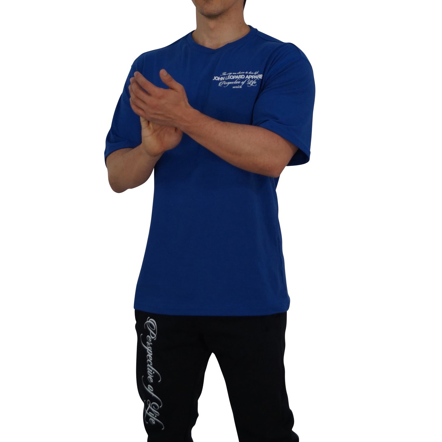 Oversized Royal Blue Perspective Logo White T-shirt