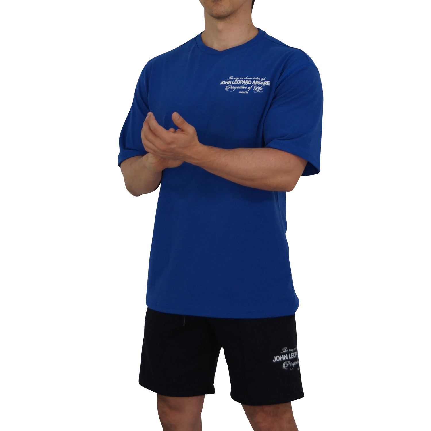 Oversized Royal Blue Perspective Logo White T-shirt