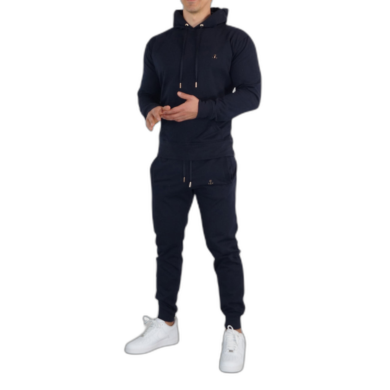 Fleece Tracksuit Navy & Gold Metal Emblem
