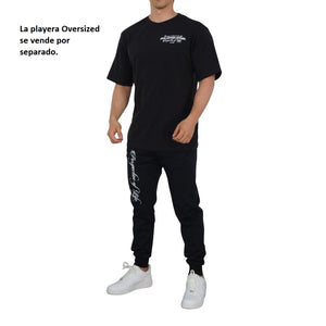 Fleece Jogger Black Perspective Logo White