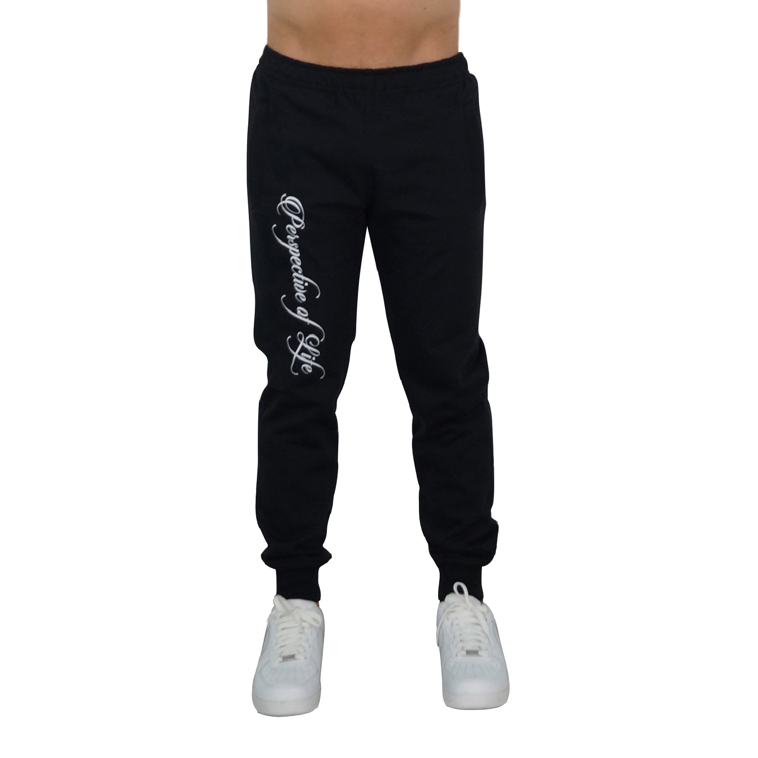 Fleece Jogger Black Perspective Logo White