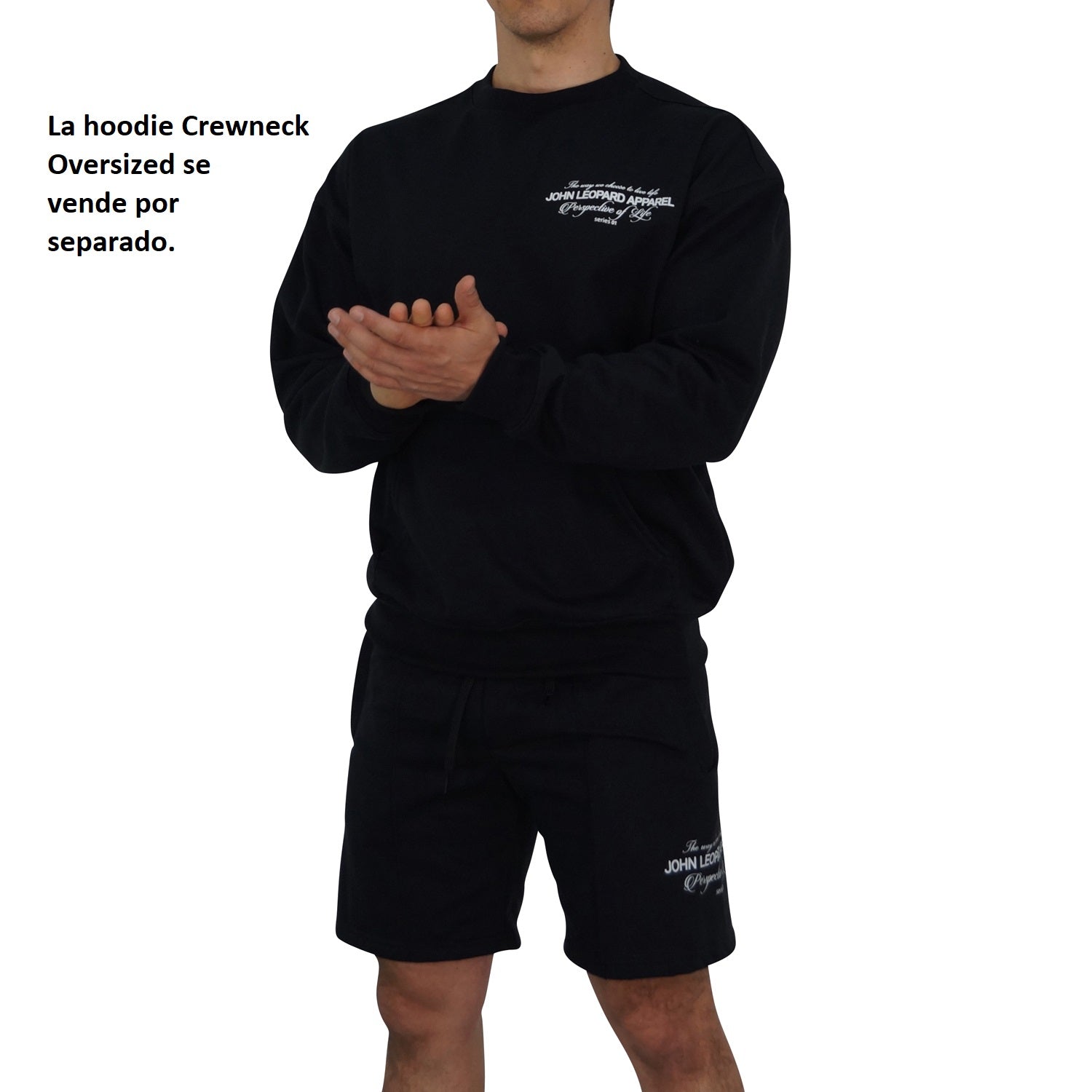 Fleece Short Black Perspective Logo White