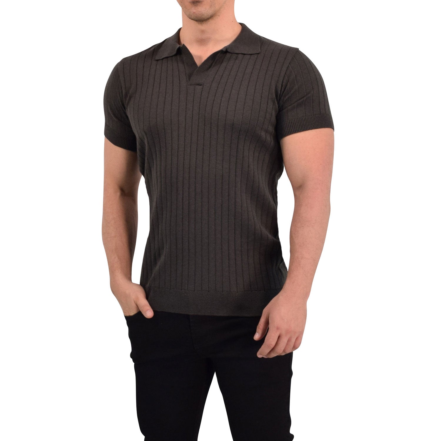 Hollywood Knitted Polo Steelgray