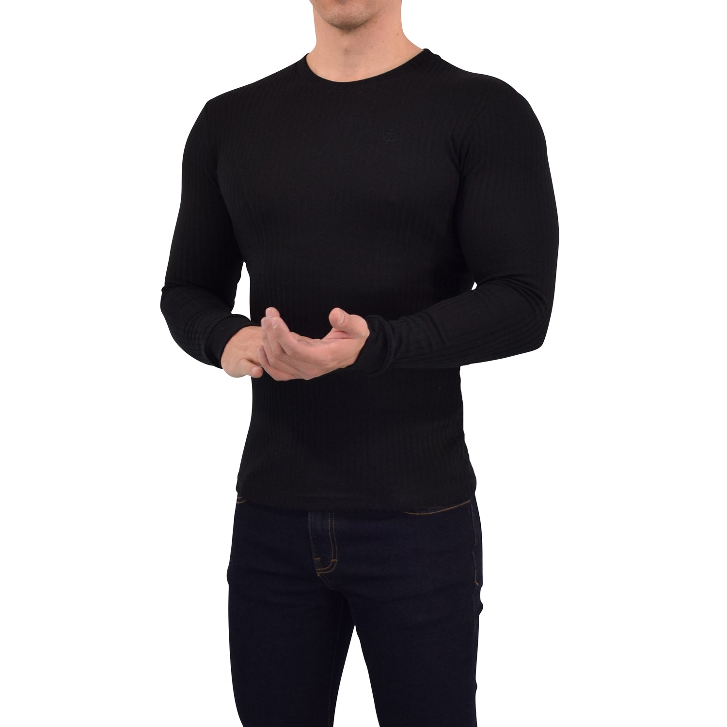 Playera Ribbed Long Sleeve Black